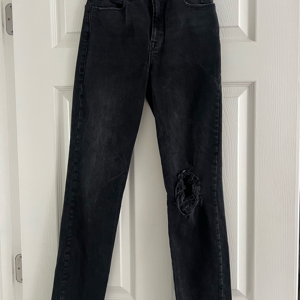 Good American Black Straight Leg Jeans